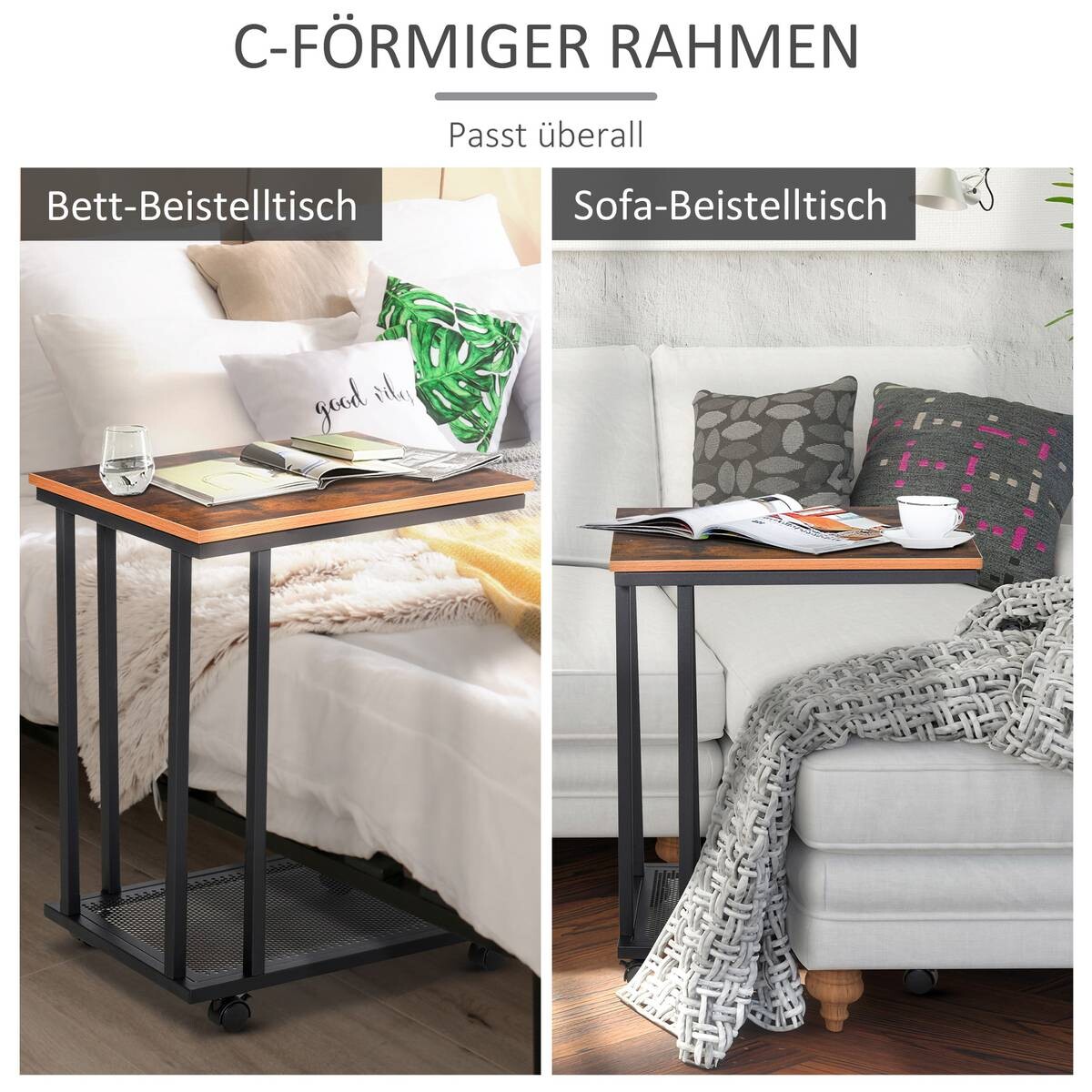 Beistelltisch 833-606 schwarz walnuss B/H/T: ca. 51x65x36 cm