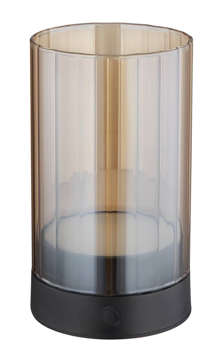 GLOBO LED-Tischleuchte schwarz amber Glas H/D: ca. 14x8 cm