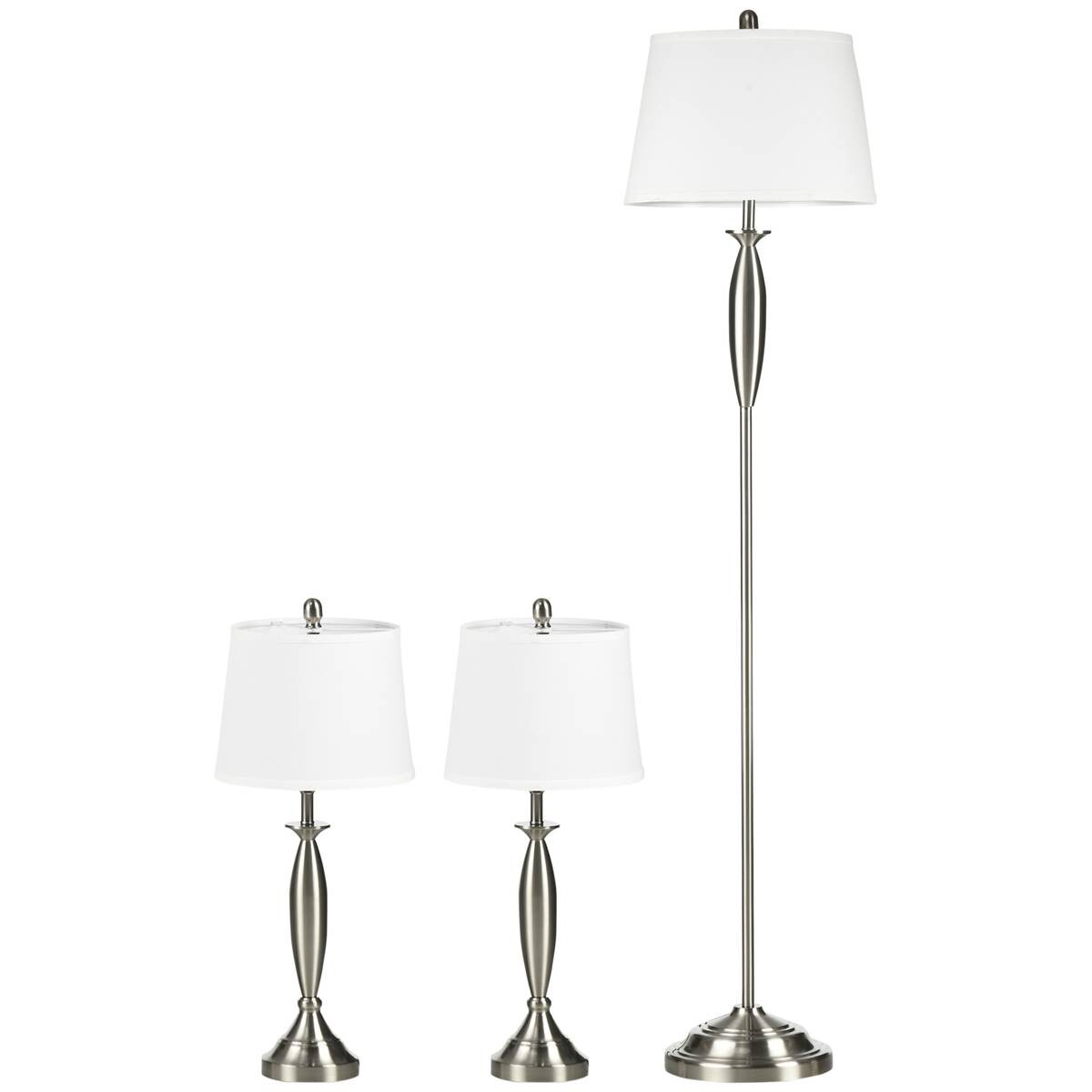 HOMCOM Stehlampe silber weiß Stahl Leinen B/H/T: ca. 38x162x38 cm