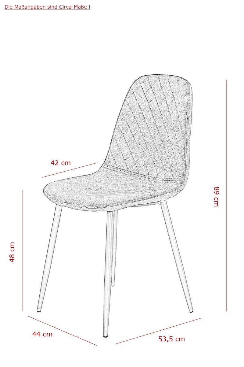Stuhl Mira 2er Set schwarz Samtoptik B/H/T: ca. 44x89x53,5 cm