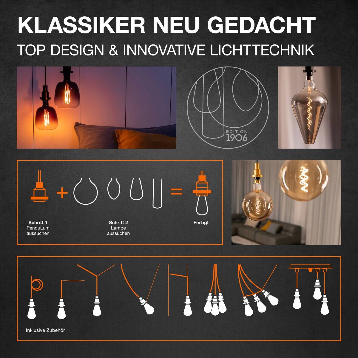 OSRAM LED-Leuchtmittel Edison Filamentlampe Vintage 1906 AC32351 E27