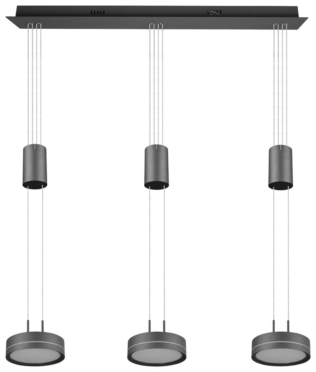 TRIO Pendelleuchte Franklin anthrazit Aluminium B/H/T: ca. 85x150x14 cm 3.0 Brennstellen