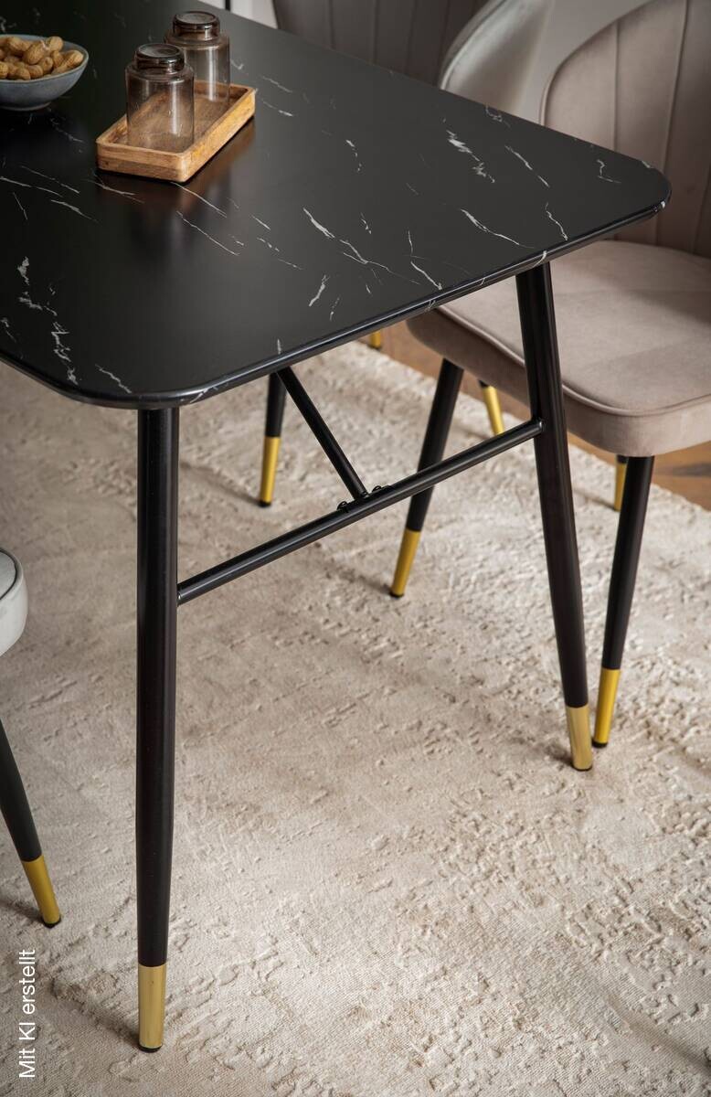 Esstisch schwarz Marmor Optik B/H/T: ca. 160x76x80 cm