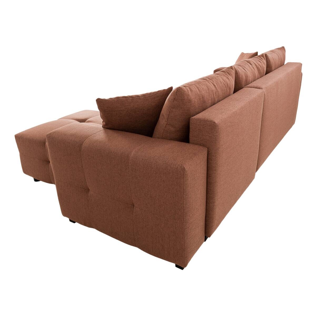 Ecksofa mit Bettfunktion und Bettkasten terracotta Webstoff B/H/T: ca. 247x83x162 cm