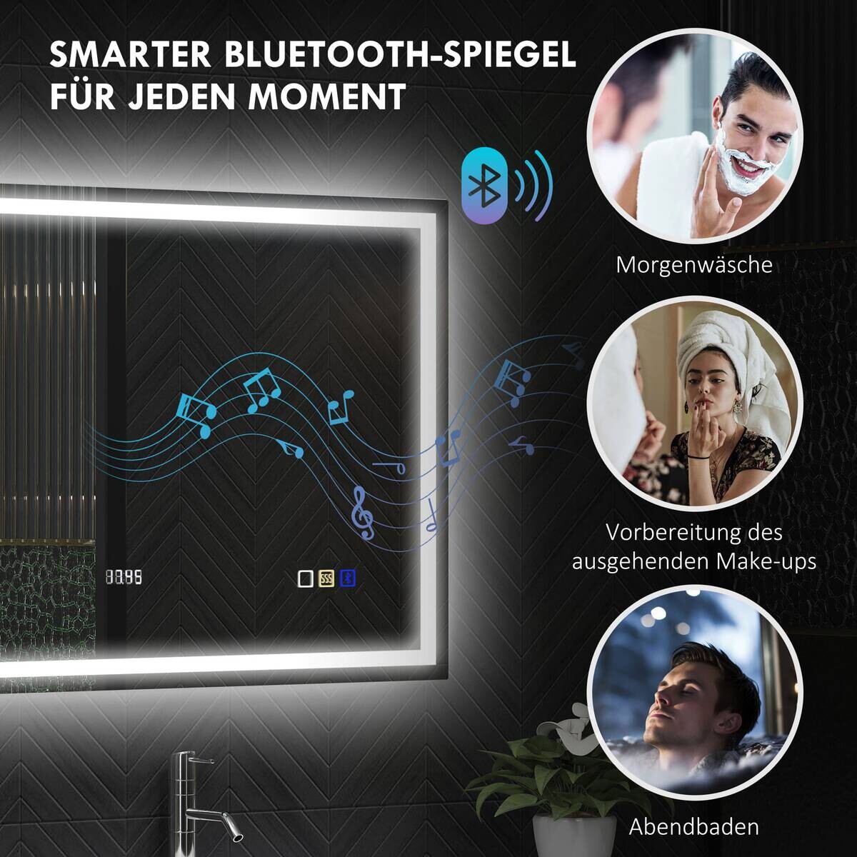HOMCOM LED-Bad-Spiegel silber B/H/L: ca. 80x3,5x100 cm