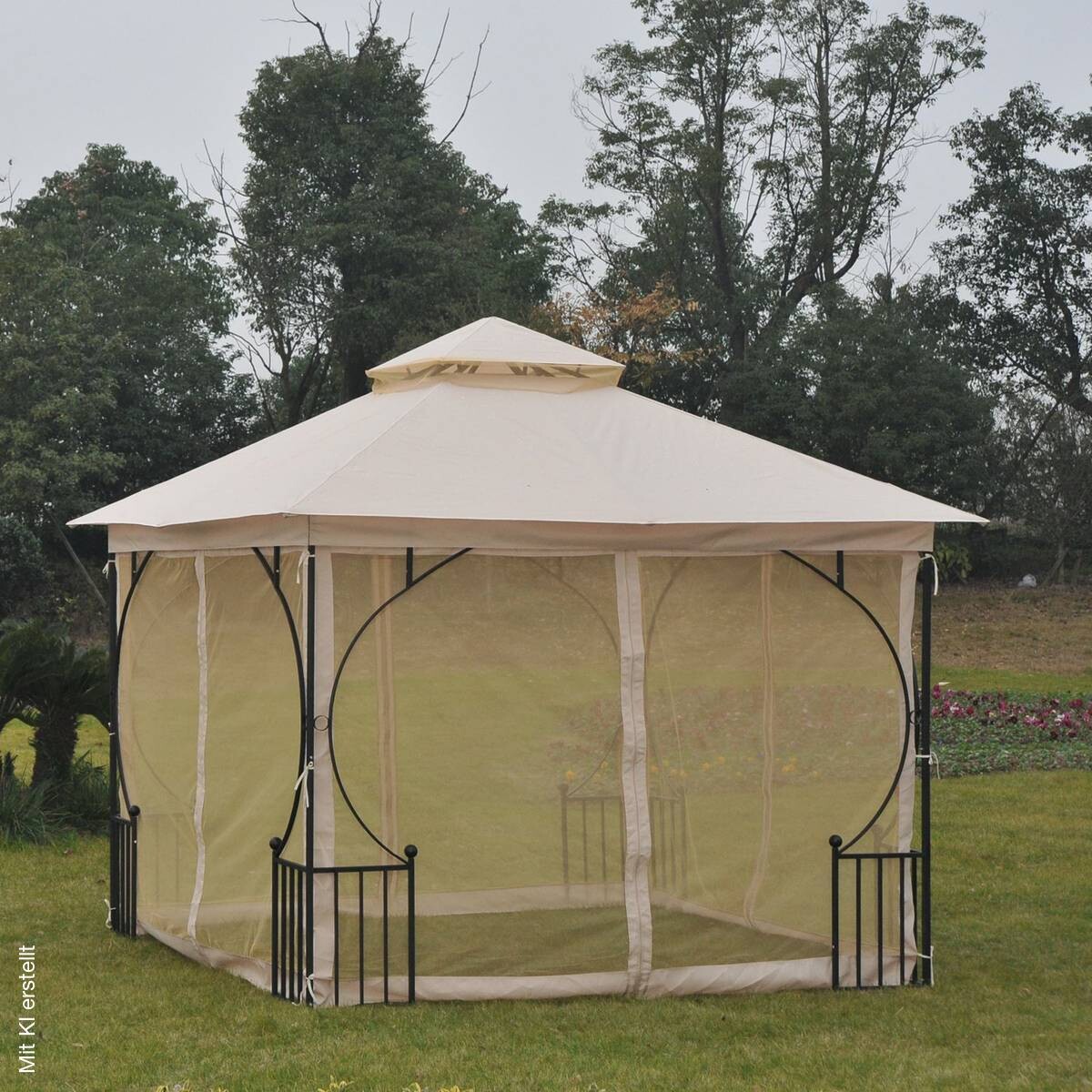 Outsunny Gartenpavillon beige Metall B/H/L: ca. 300x275x300 cm
