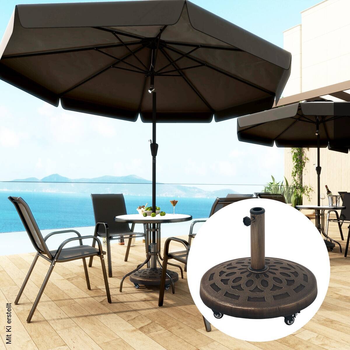 Outsunny Schirmständer bronze Metall B/H/L: ca. 48x42x48 cm
