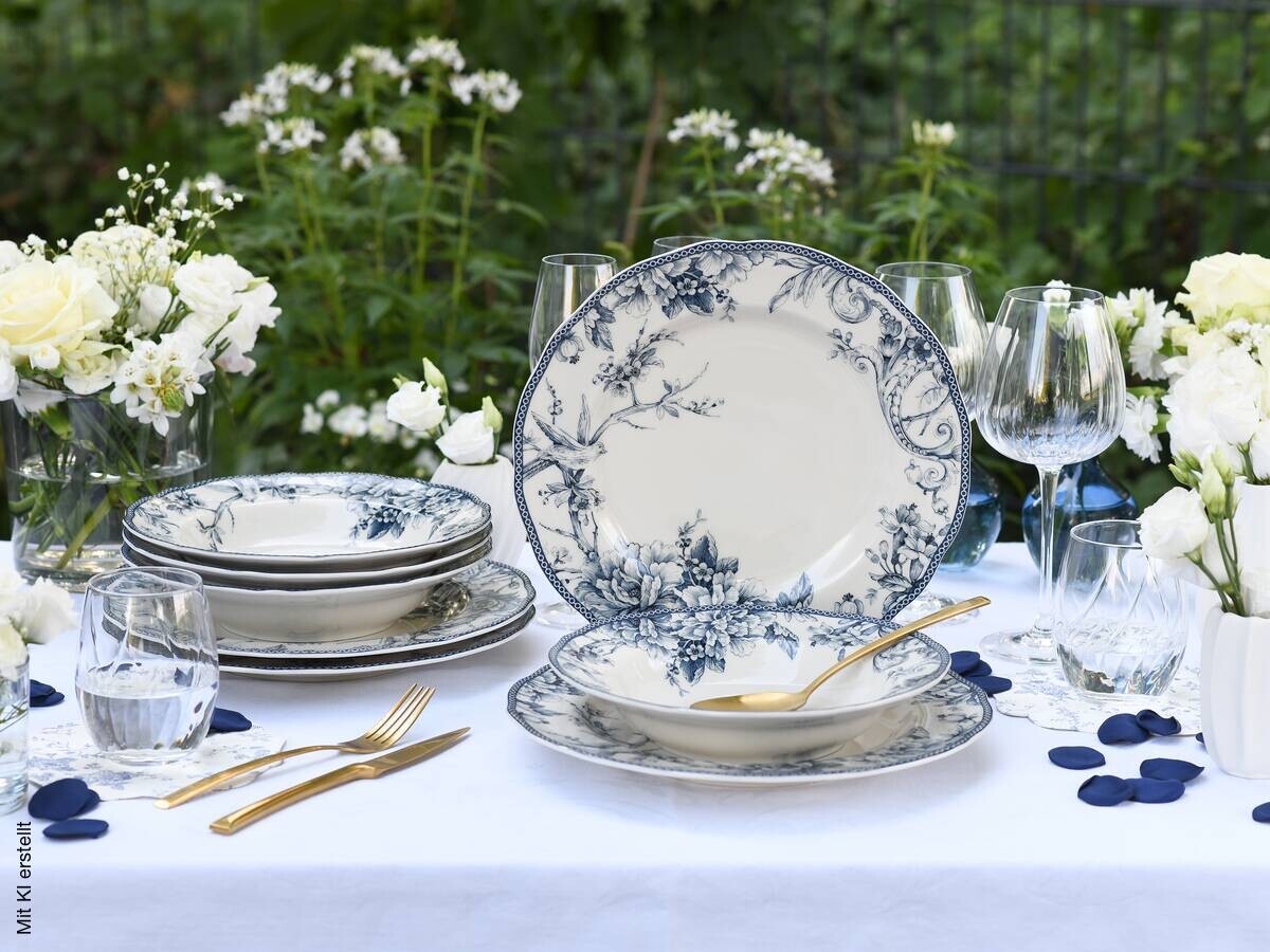 CreaTable Tafelservice Adelaide Blau blau Porzellan 8 tlg.