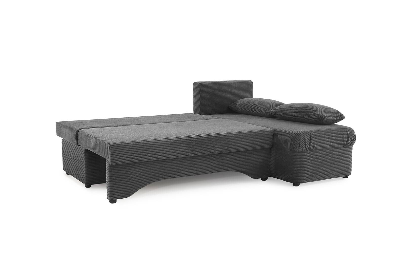 Ecksofa mit Bettfunktion und Bettkasten grau Microfaser B/H/T: ca. 191x70x142 cm
