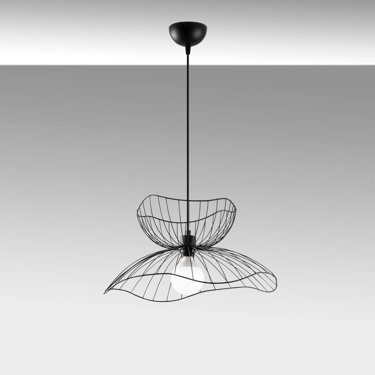 Opviq Pendelleuchte Farac-6390 schwarz B/H/T/L/D: ca. 50x121x50x50x50 cm E27 1 Brennstellen