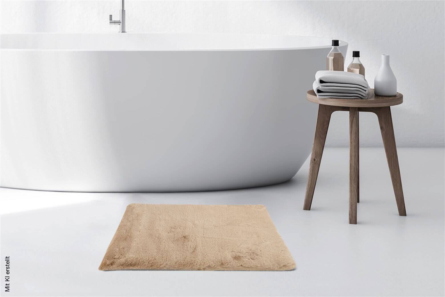 Kayoom Hochflorteppich Badematte Rabbit 425 beige B/H/L: ca. 65x3,5x100 cm
