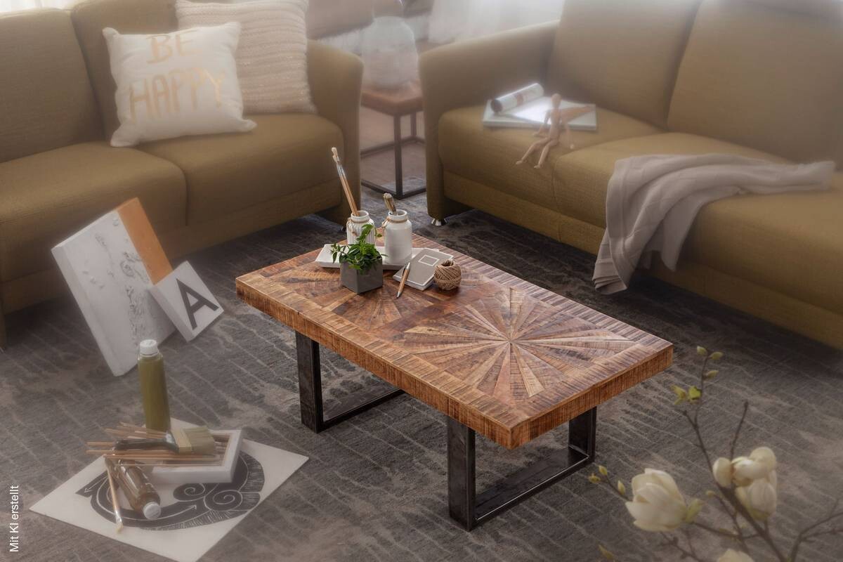 Couchtisch natur grau lackiert B/H/T: ca. 105x40x55 cm