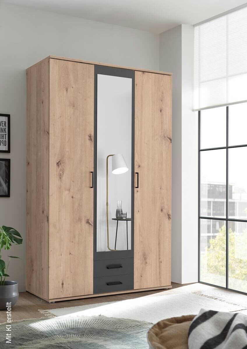 Kleiderschrank Eiche Artisan Nachbildung B/H/T: ca. 120x197x54 cm