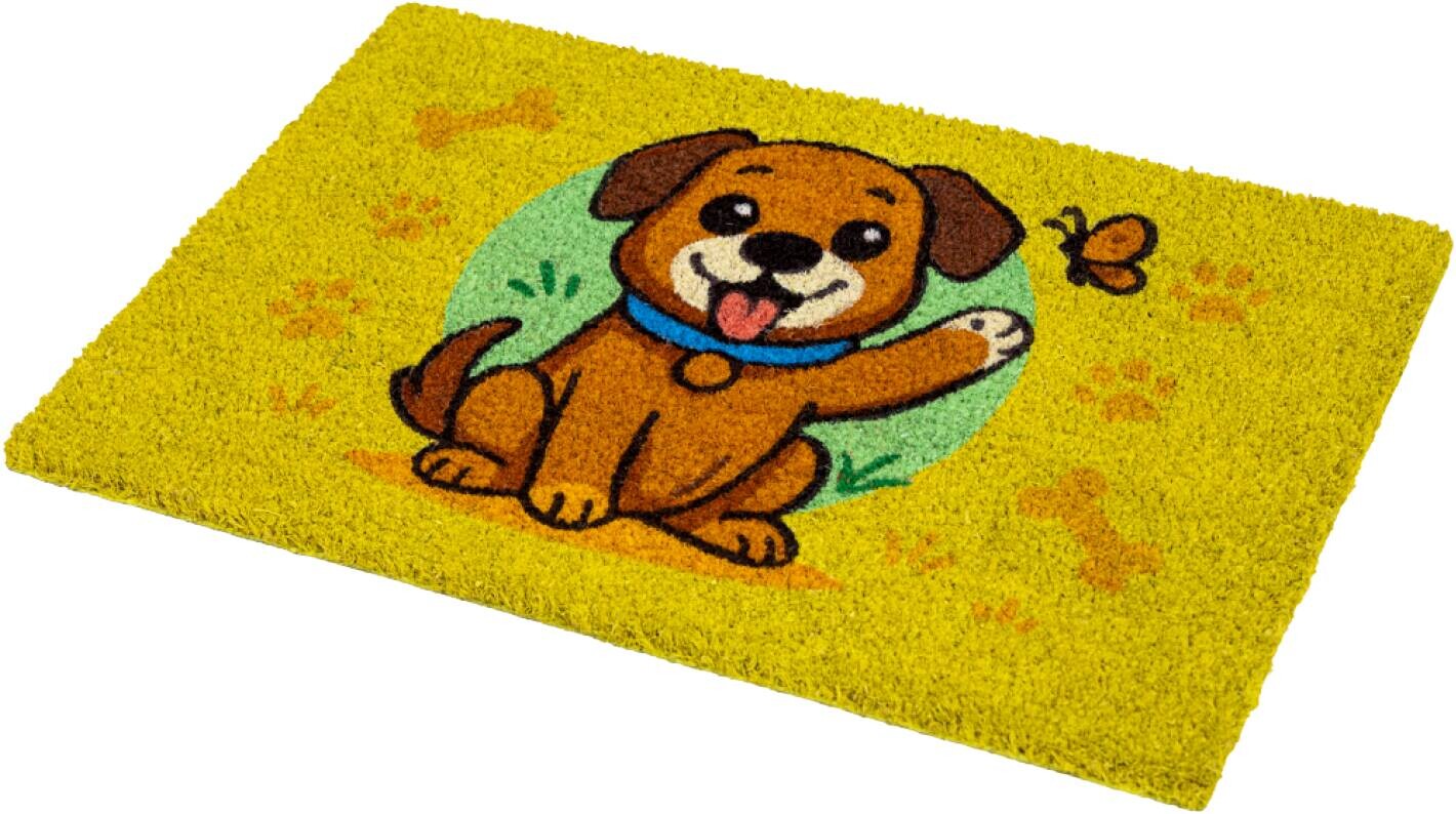Fußmatte Kokos Dog yellow Multi B/L: ca. 40x60 cm