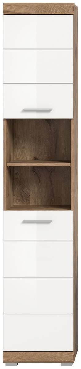 Hochschrank Wave Oak Nachbildung weiß Hochglanz B/H/T: ca. 37x191x31 cm