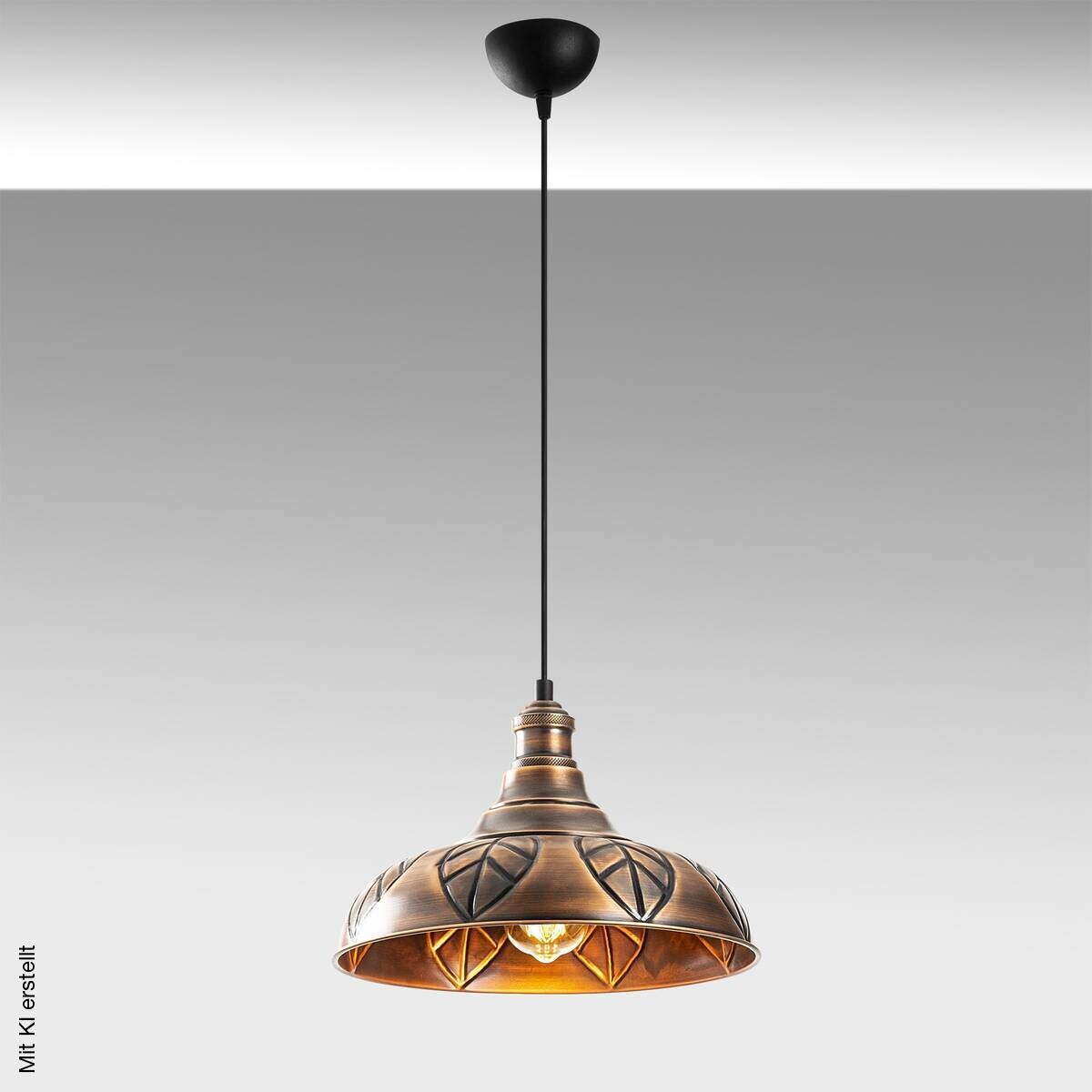 Opviq Pendelleuchte Saglam-3714 Kupfer B/H/T/L/D: ca. 32x117x32x32x32 cm E27 1 Brennstellen