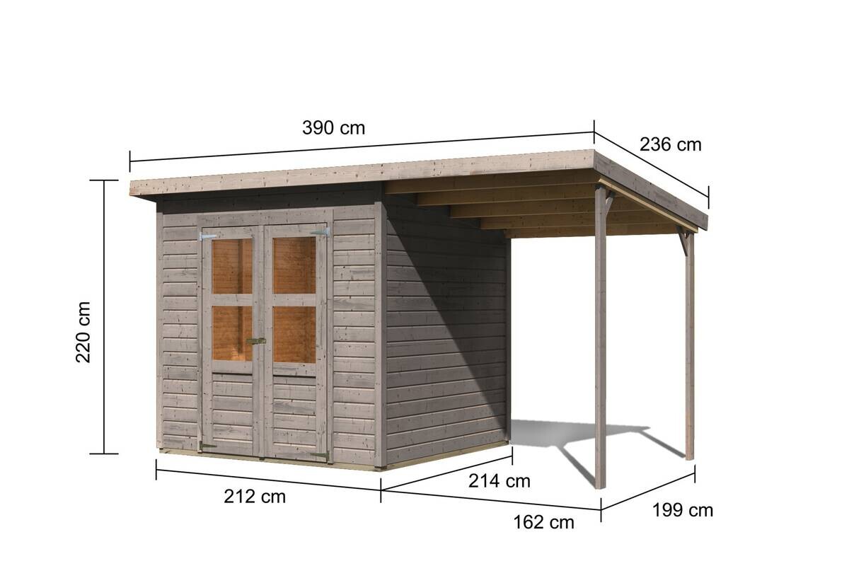 Karibu Gartenhaus Tony 1 grau B/H/L: ca. 214x219x210 cm