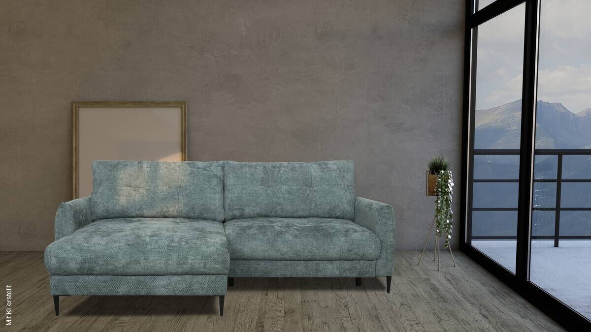 Ecksofa mit Bettfunktion und Bettkasten lagunen blau Microfaser B/H/T: ca. 221x94x142 cm