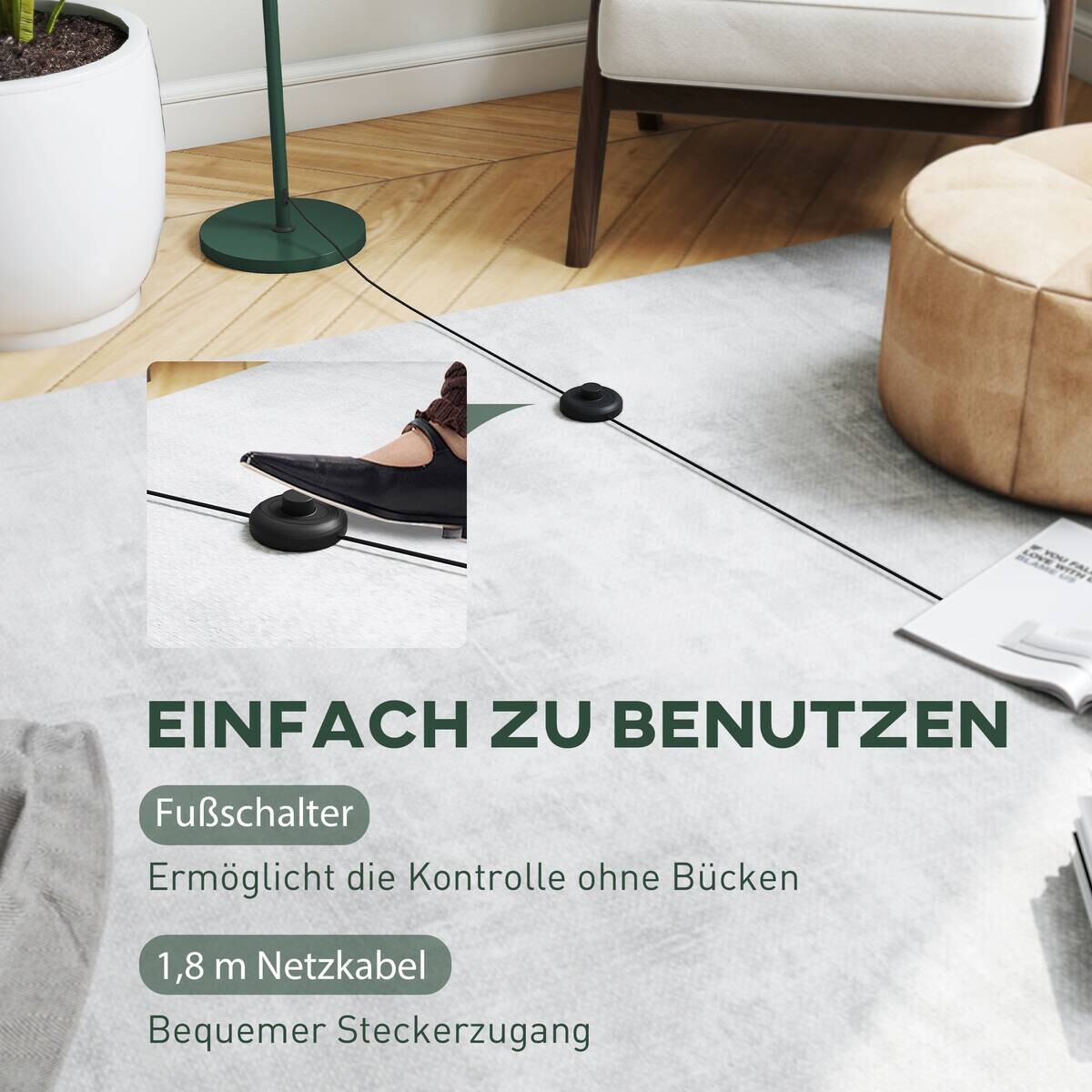 HOMCOM Stehleuchte grün Stahl B/H/L: ca. 30x155x30 cm E27 1 Brennstellen