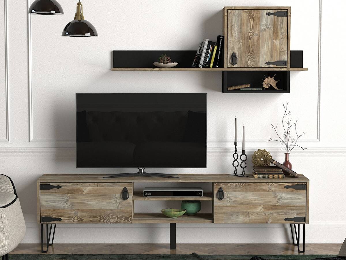Wohnwand Costa Eiche Nachbildung B/H/T: ca. 180x49x29,5 cm