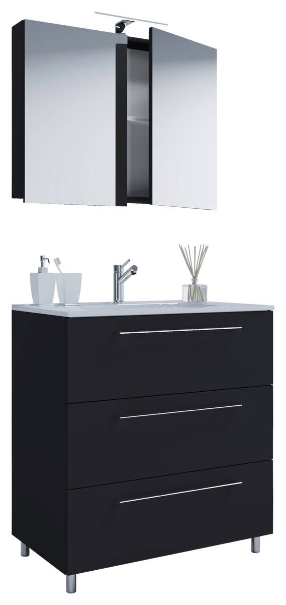 Waschplatz 3tlg-Schubo schwarz B/H/T: ca. 60x86x46 cm