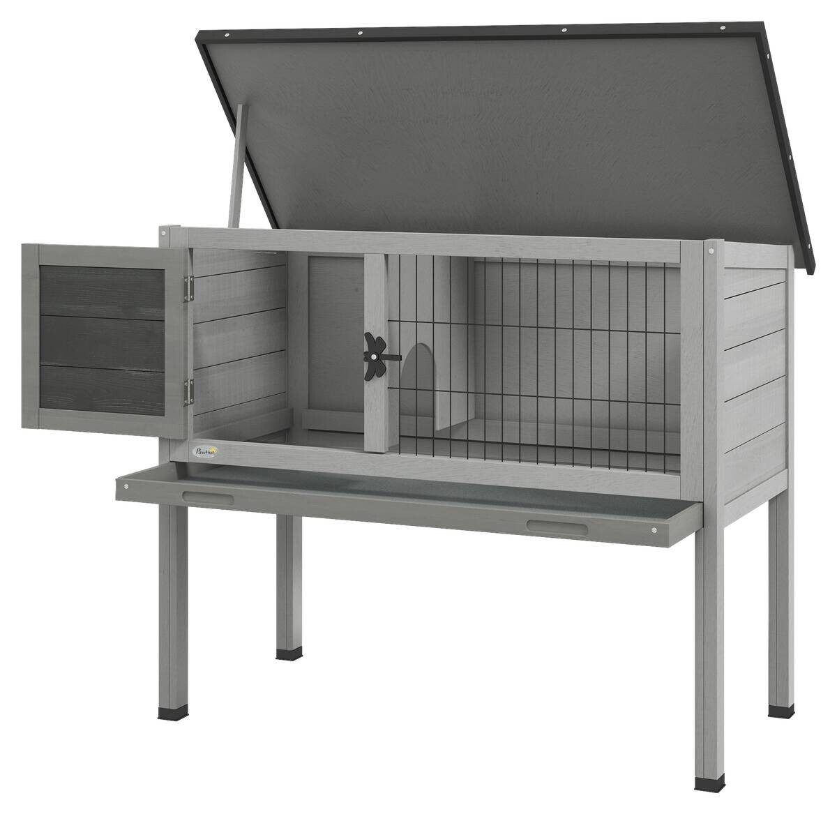 PawHut Kaninchenstall schwarz Holz B/H/L: ca. 43x70x84 cm