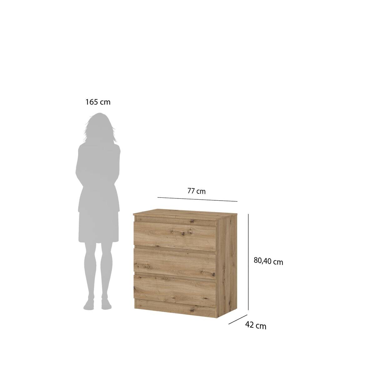 Kommode Mara Eiche Artisan Nachbildung B/H/T: ca. 77x80,5x42 cm