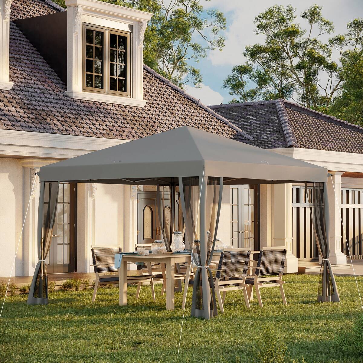 Outsunny Pavillon schwarz Metall B/H/L: ca. 295x260x295 cm
