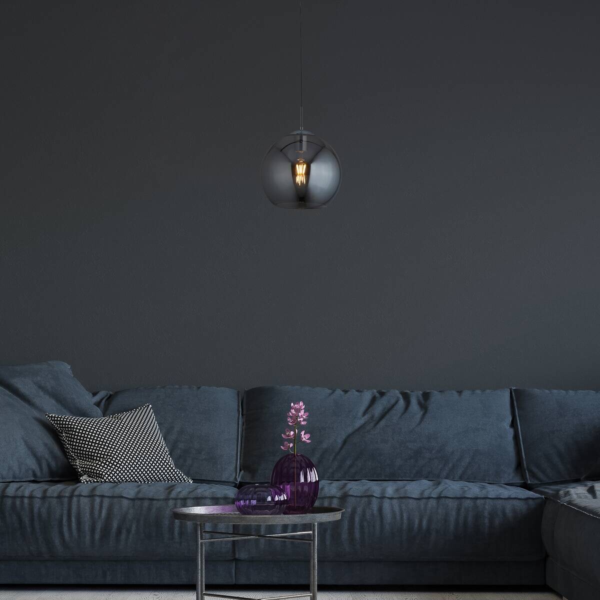 Searchlight Pendelleuchte Balls Chrom Glas Stahl B/H/L/D: ca. 25x120x25x25 cm E27 1 Brennstellen