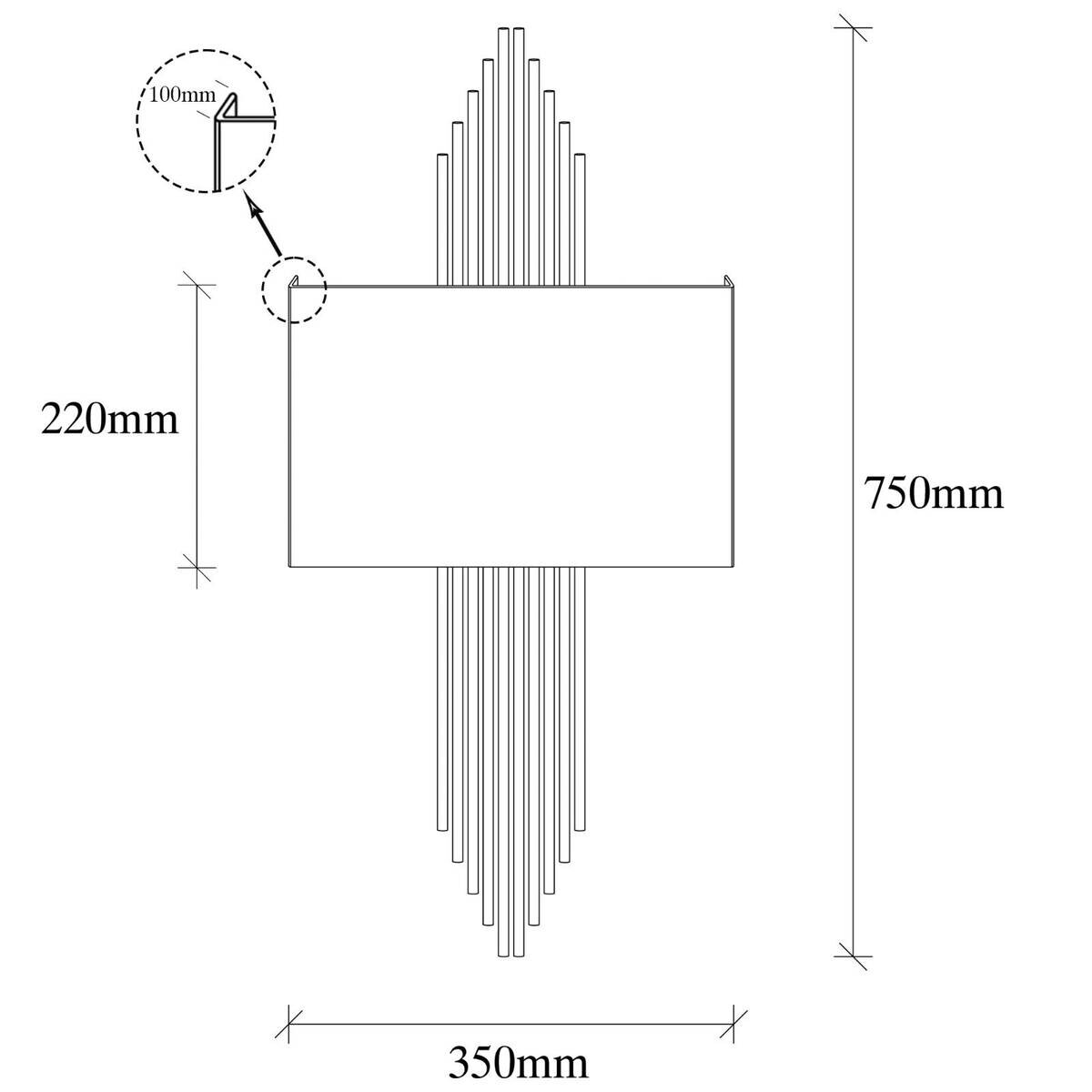 Opviq Wandleuchte Metall B/H/L: ca. 10x22x75 cm E27 1 Brennstellen