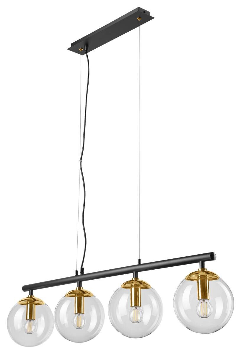 Lamkur Deckenleuchte gold Glas Stahl B/H/L: ca. 12x150x96 cm E14 4 Brennstellen