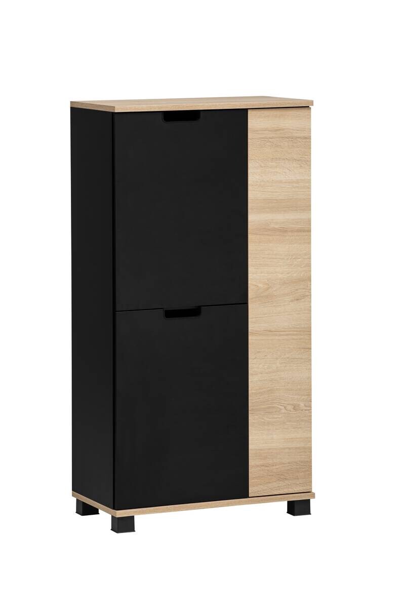 Highboard Emmik schwarz matt Eiche Eiche weiß Nachbildung B/H/T: ca. 59,8x116,9x32,6 cm