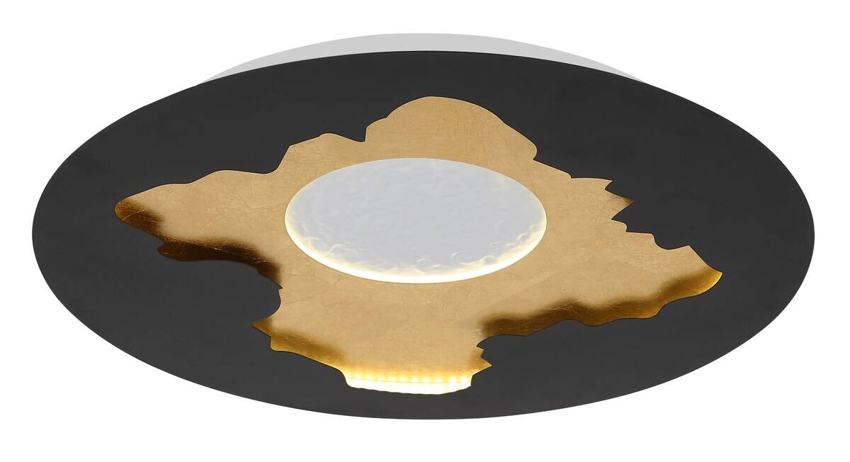 GLOBO LED-Deckenleuchte mattschwarz gold Opal Metall Acryl H/D: ca. 4,9x45 cm 1 Brennstellen