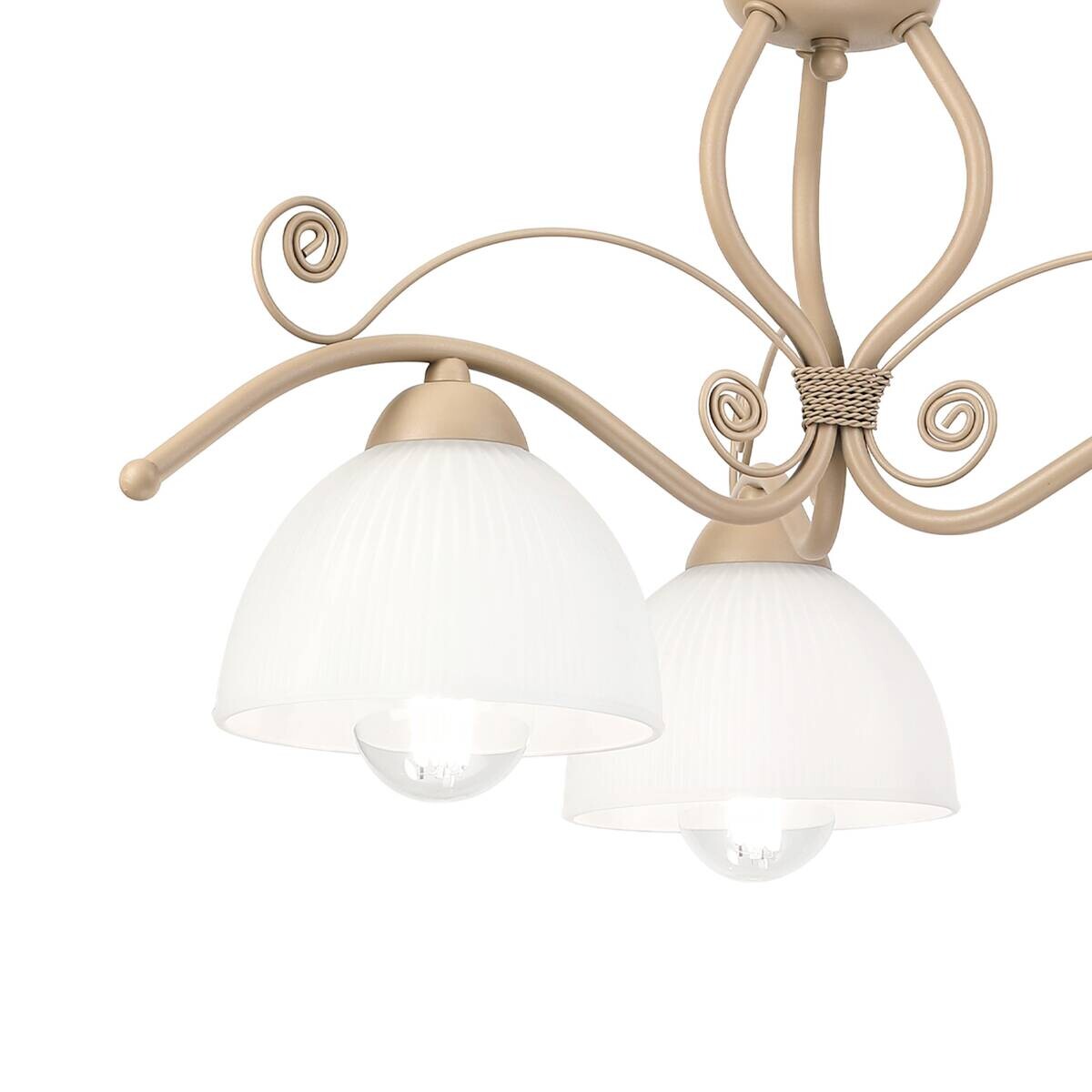 Lamkur Pendelleuchte weiß beige Stahl Glas B/H/L: ca. 41x73x41 cm E27 3 Brennstellen