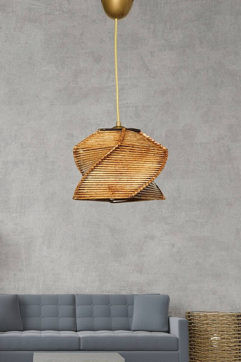 Opviq Pendelleuchte braun Kunststoff B/H/T/L/D: ca. 20x75x20x20x20 cm E27 1 Brennstellen