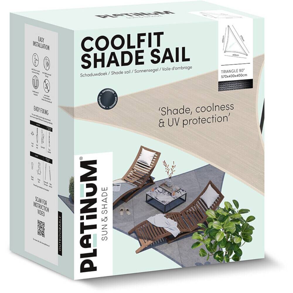 PLATINUM Sonnensegel Coolfit grau Polyethylen B/H/L: ca. 400x1x400 cm