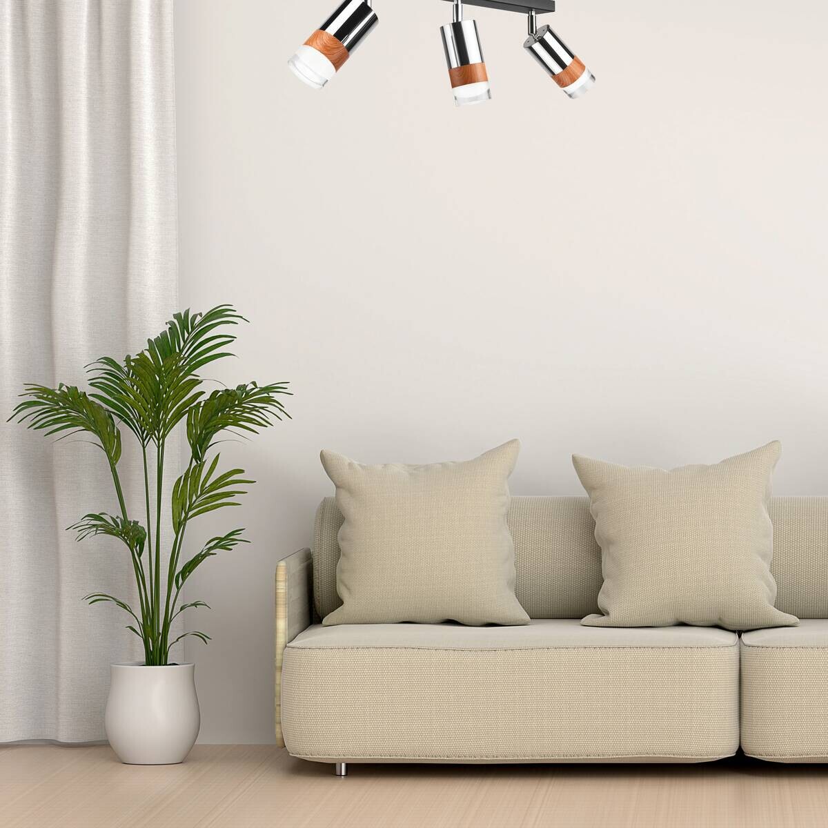 Lamkur Deckenleuchte Chrom Stahl Glas B/H/L: ca. 8x19x45 cm 3 Brennstellen