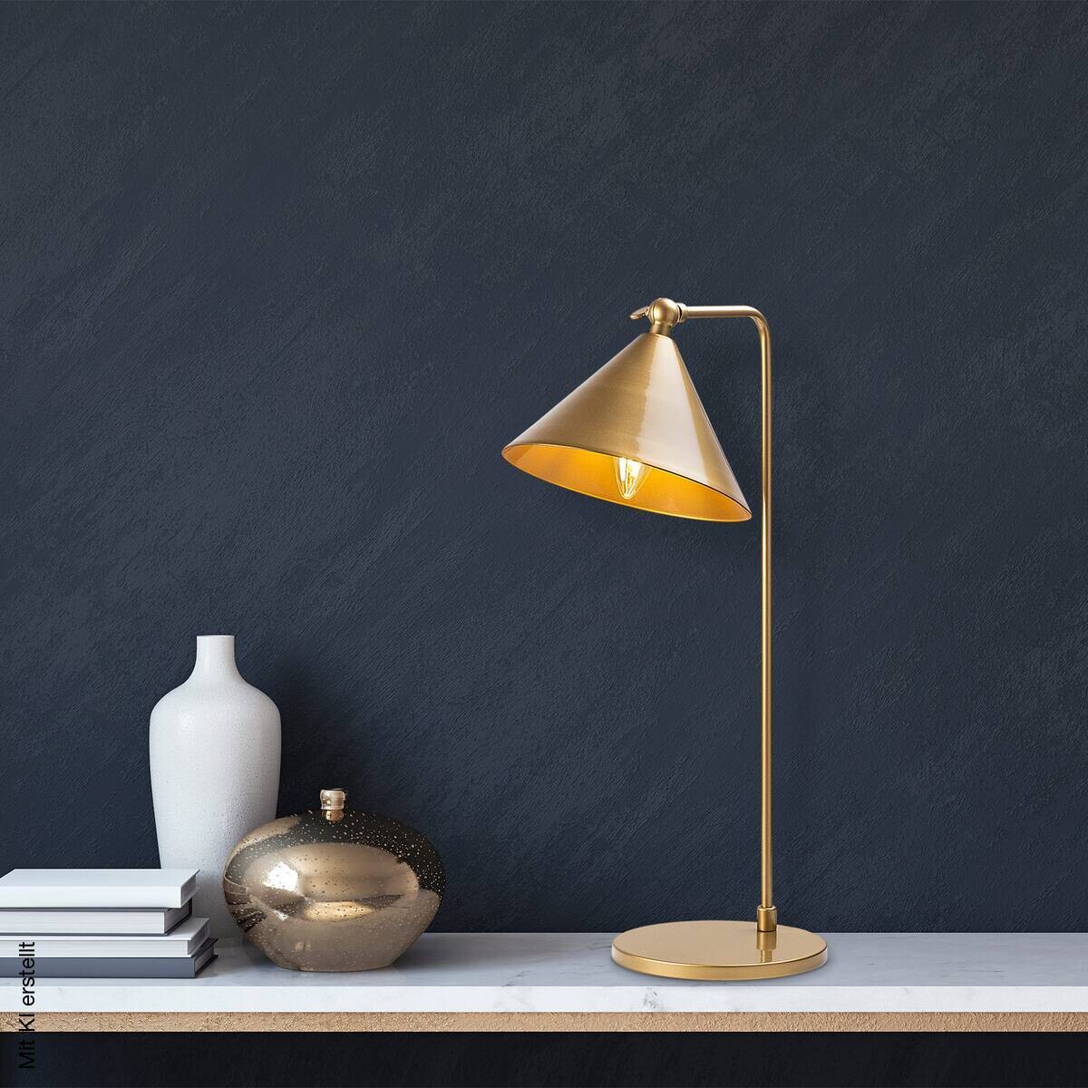 Opviq Tischleuchte gold Metall B/H/L: ca. 26x50x24 cm E14 1 Brennstellen