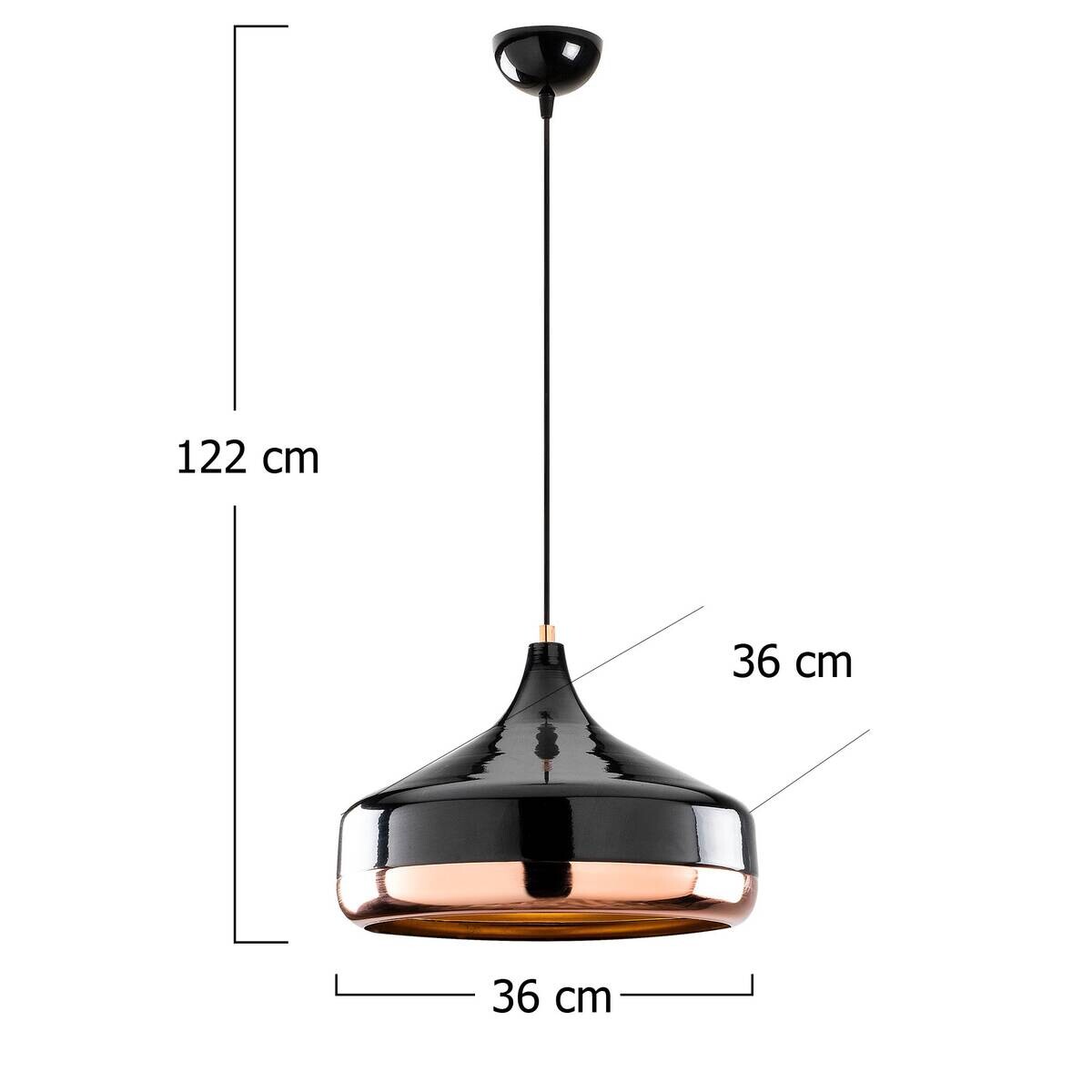 Opviq Pendelleuchte Yildo Kupfer schwarz Metall B/H/T/L/D: ca. 36x122x36x36x36 cm E27 1 Brennstellen
