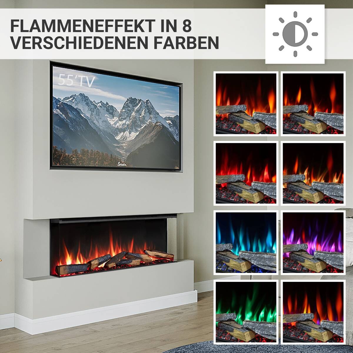 Balderia Elektrischer-Kamin EF408A Athena 44" schwarz B/H/T: ca. 113x50x21 cm ca. 1500 W
