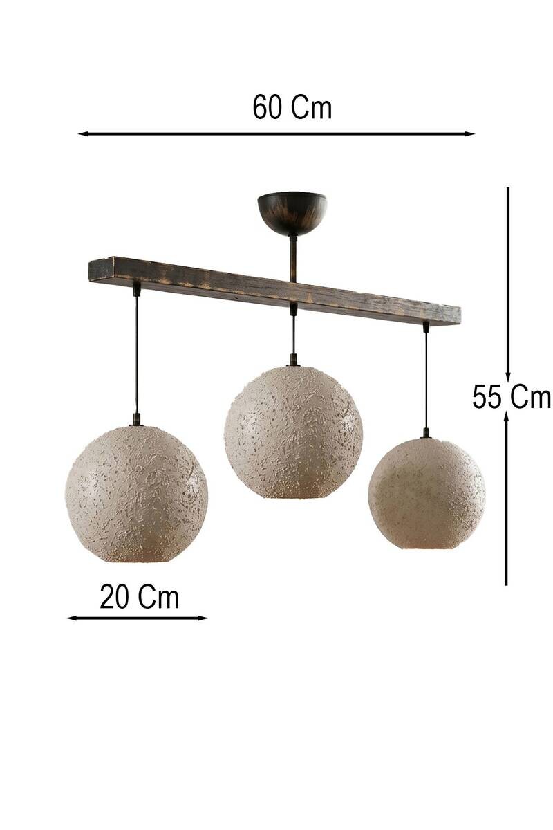 Pendelleuchte mehrfarbig Metall Beton B/H/T/L: ca. 55x55x55x60 cm E27 3 Brennstellen