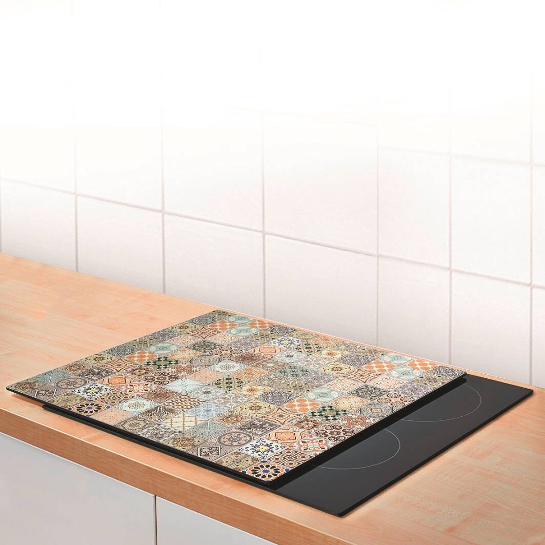 Zeller Herdblende-/Abdeckplatte Mosaik beige Glas B/H/L: ca. 50x0,8x56 cm