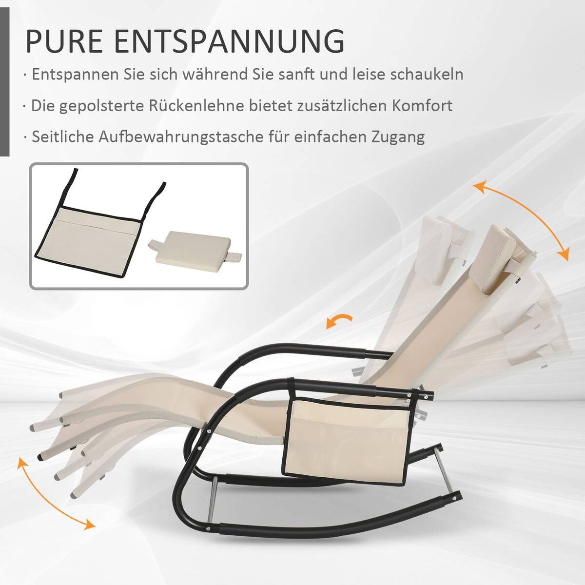 Outsunny Schaukelstuhl braun Metall B/H/L: ca. 62x88x150 cm