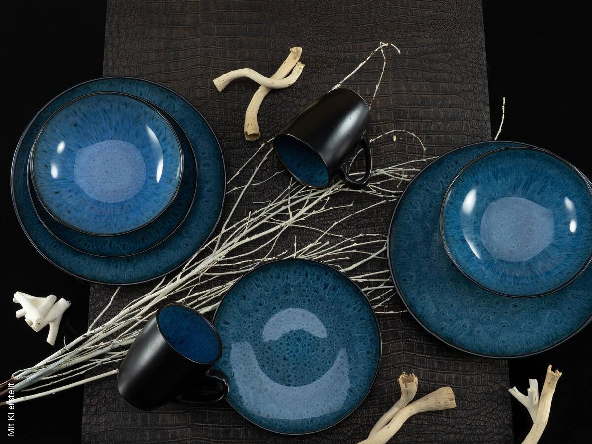 CreaTable Kombiservice Capri blau Keramik 16 tlg.