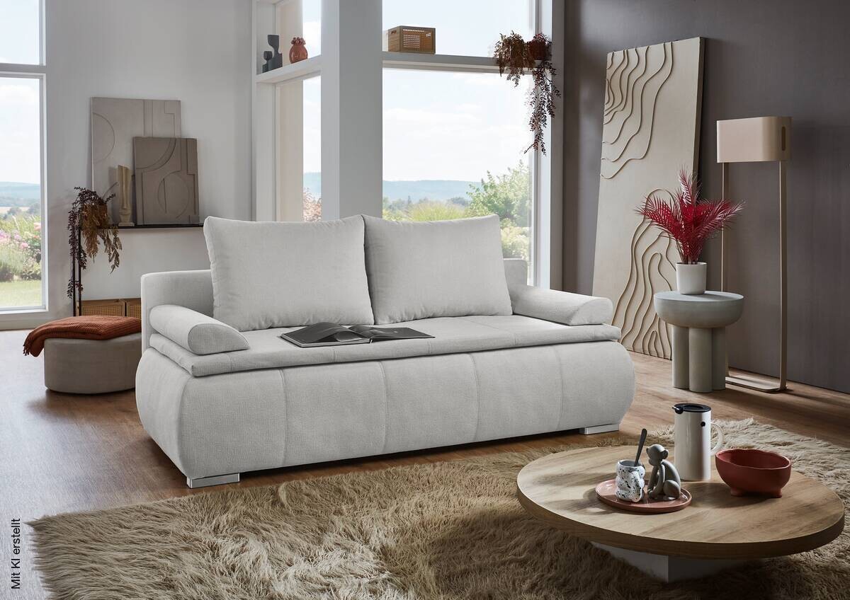 Dauerschlafsofa Lenon natur Microfaser B/H/T: ca. 207x94x90 cm