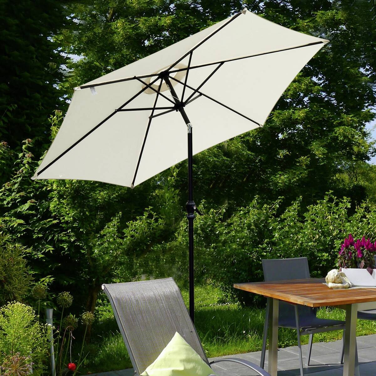 Outsunny Sonnenschirm beige Aluminium B/H/L/S/D: ca. 260x235x260x3,8x270 cm