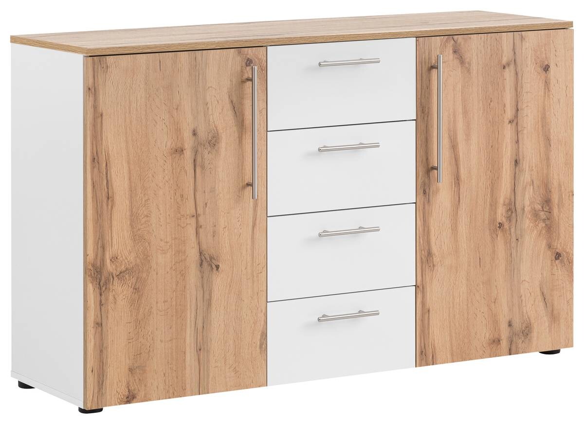 Kommode Jonna Eiche Landhaus Nachbildung weiß B/H/T: ca. 130x84x41 cm