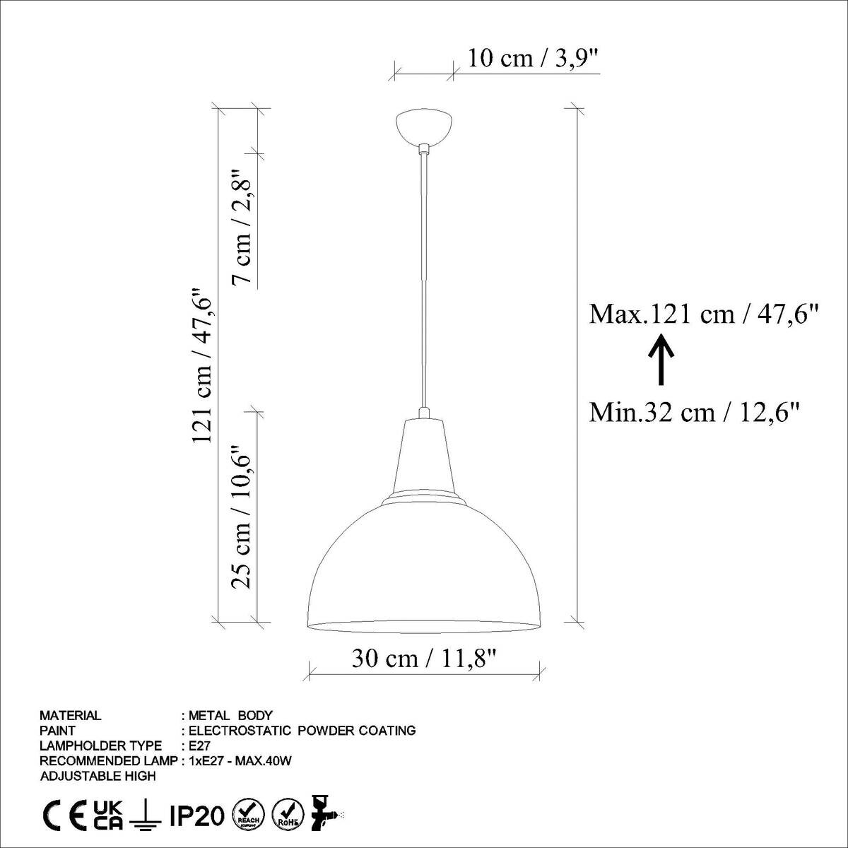 Opviq Pendelleuchte orange B/H/T: ca. 30x121x30 cm E27 1 Brennstellen
