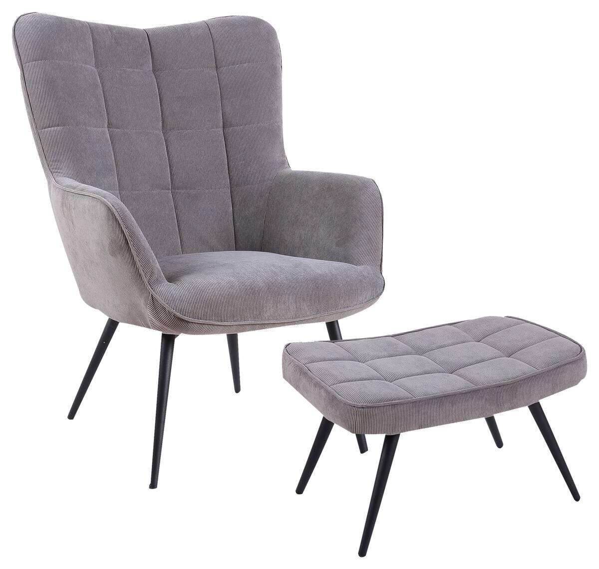 byLIVING Sessel UTA grau schwarz Stoff Metall B/H/T: ca. 72x97x80 cm