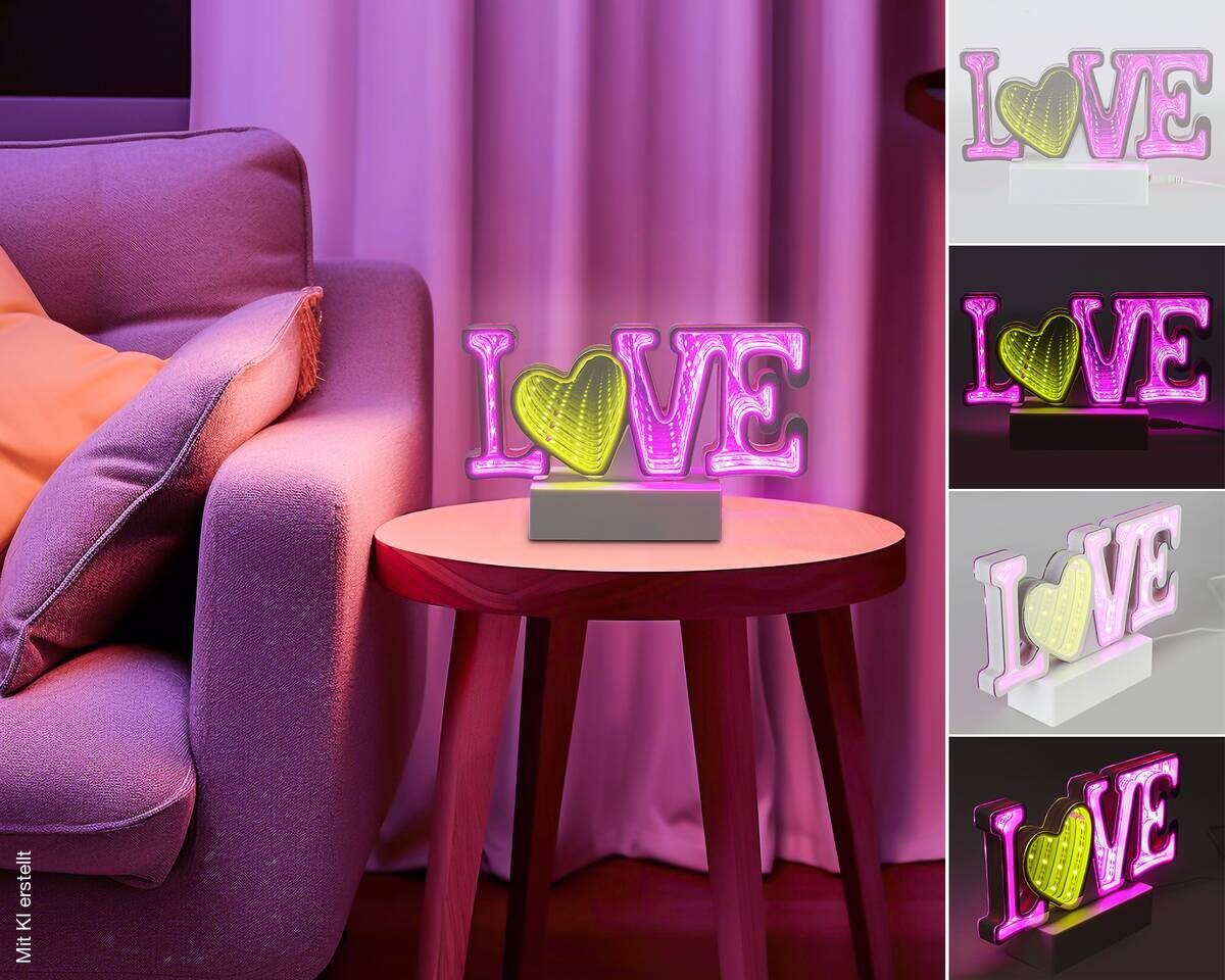 Nolo LED-Infinityleuchte Love weiß B/H/T: ca. 20x4,5x9,7 cm